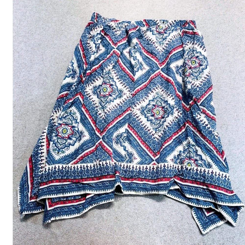 Cato Girls Skirt Kids L 14/16 Blue Medallion Print Handkerchief Hem Boho Flowy
